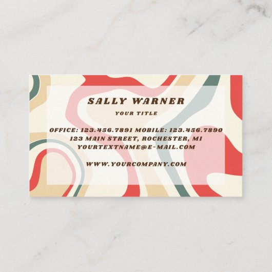 70年代のヴィンテージ渦巻き型レトロな名刺 名刺 (裏面)