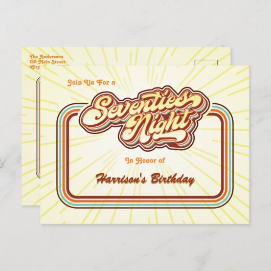 70年代の夜のポストカード招待状 インビテーションポストカード (正面/裏面)