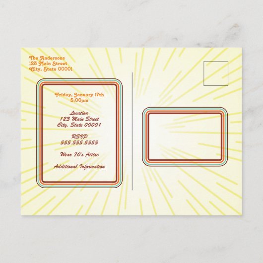 70年代の夜のポストカード招待状 インビテーションポストカード (裏面)