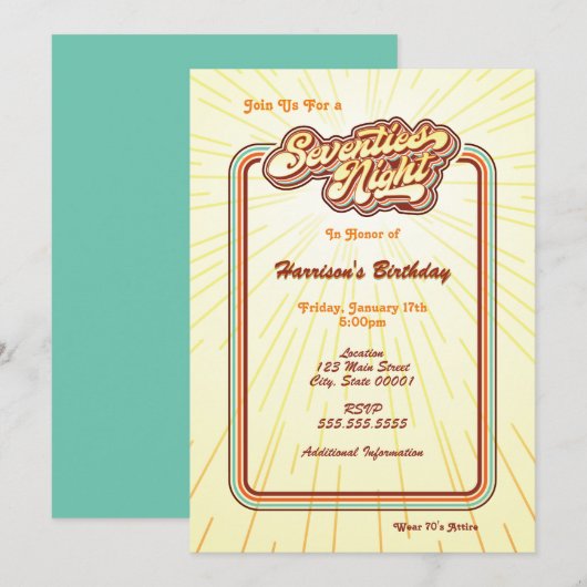 70年代の夜の招待状 招待状 (正面/裏面)