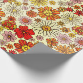 70年代の暖インスパイアかいフローラプリント ラッピングペーパー (角)