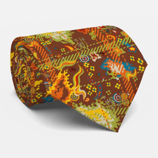 70年代の格子サイケデリック柄のネクタイ ネクタイ (ロール)