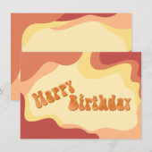 70年代の波打つ温かい誕生日カード 招待状 (正面/裏面)