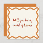 70年代の美的あなたは私の花嫁のメイドになるの？提案書 招待状 (正面/裏面)