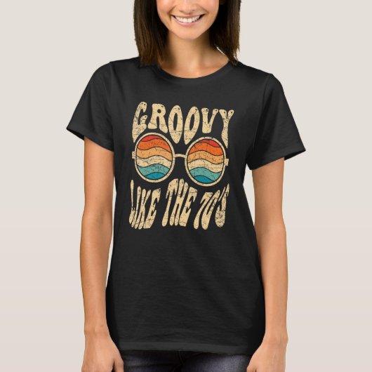 70年代の美的ノスタルジアのようなグルーヴィ1970年代のRet Tシャツ (正面)