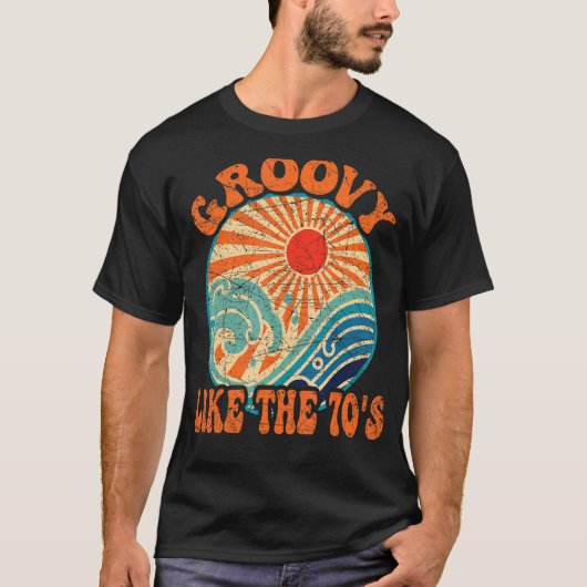 70年代の美的ノスタルジアのようなグルーヴィ1970年代のRet Tシャツ (正面)