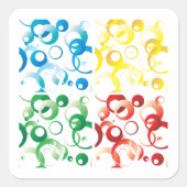 70年代の色と形のステッカー スクエアシール (正面)