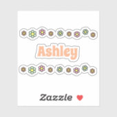 70年代の花かわいい花パーソナライズされたの名前 シール (シート)