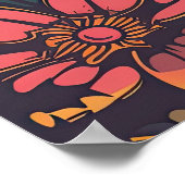 70年代の花サイケデリックAIアート |カラフルレトロ ポスター (角)