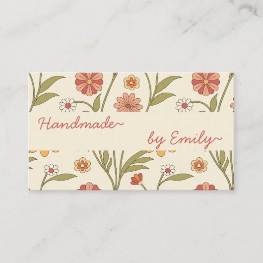 70年代の花ブランド名で手作りボホスタイルかわいい 名刺 (正面)