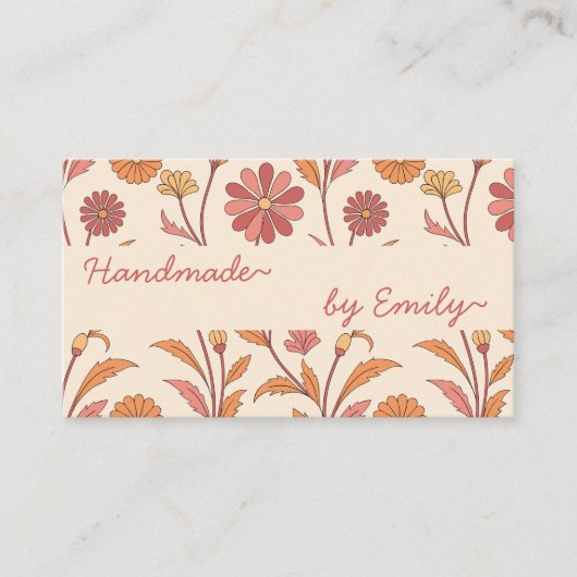 70年代の花手作りネームぼほスタイルかわいい 名刺 (正面)