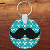 70年代の黒い口ひげレトロ背景 キーホルダー (正面)