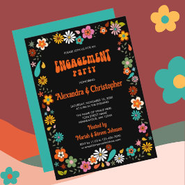 70年代の黒インスパイアファンキー背景婚約 招待状