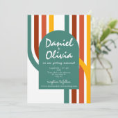 70年代のGroovy要素に写真の裏打ち結婚を施す 招待状 (スタンド正面)