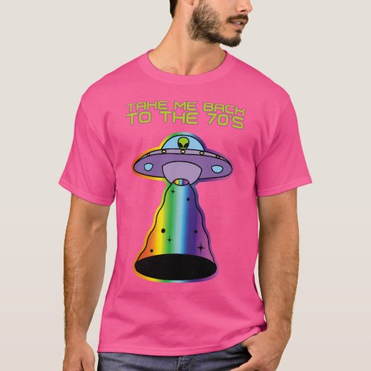 70年代のUfoに連れ戻飛んでいるす Tシャツ (正面)