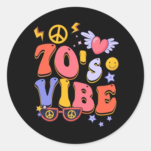 70年代のVibe衣装70年代のパーティー衣装Groovy Hippie P ラウンドシール (正面)