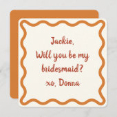 70年代のVibe BridesmaidまパーソナライズされたたはMOH提案 招待状 (正面/裏面)