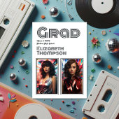 70年代はっきりしたタイポグラフィレトロディスコ卒業党 招待状