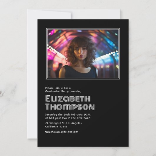 70年代はっきりしたタイポグラフィレトロディスコ卒業党 招待状 (裏面)