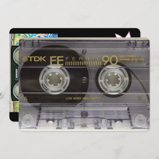 70年代または80年代のパーティーディスコ誕生日招待状 招待状 (正面/裏面)