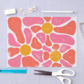 70年代オレンジとピンクのレトロフラワーパワーヒッピー 薄葉紙 (クラフト)