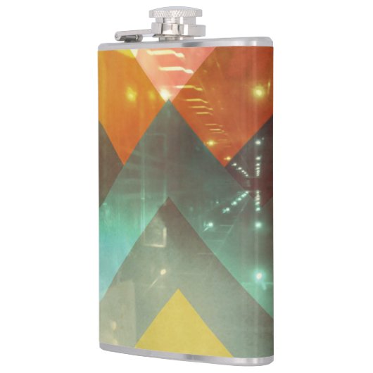 70年代オレンジ抽象芸術テクノ三角形 フラスク (左)