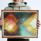 70年代オレンジ抽象芸術テクノ三角形 ポスター