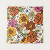 70年代カラフルスタイルレトロ花柄。ヴィンテージb タペストリー (正面(横))