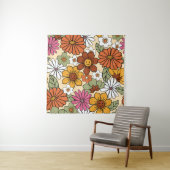 70年代カラフルスタイルレトロ花柄。ヴィンテージb タペストリー (インサイチュ)