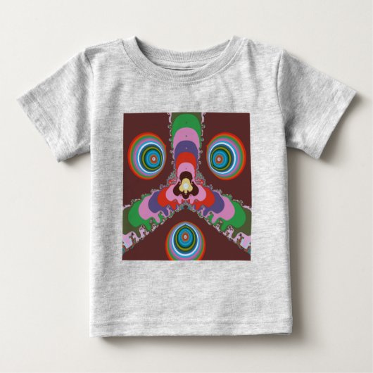 70年代サイケデリックパターン レトロアート ベビーTシャツ (正面)