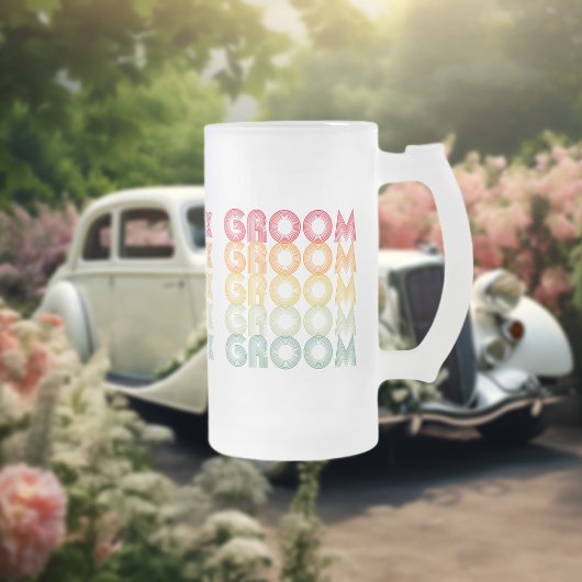 70年代スタイルのレイヤードテキスト 思い出の年 花婿 フロストグラスビールジョッキ