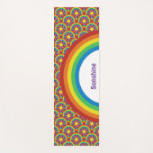 70年代スタイル虹と太陽グラフィックパターン ヨガマット (正面)