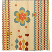 70年代テーマ色模様花 シャワーカーテン (正面)