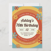 70年代ディスコヒッピー誕生日招待状 招待状 (正面)