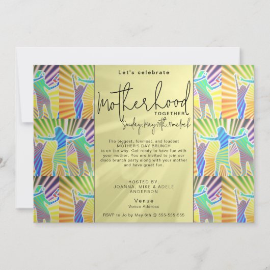 70年代ディスコレトロスクリプト母の日ディナーブランチ 招待状 (正面)