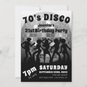 70年代ディスコ誕生日 | シルバーグリッターボール 招待状 (正面)