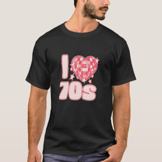 70年代ディスコ・グラマーロックとレトロな雰囲気が好きな人へ ハート Tシャツ