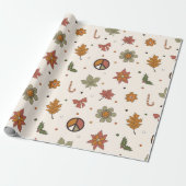 70年代ノスタルジアレトロ平和とクリスマス ラッピングペーパー (アンロールド)