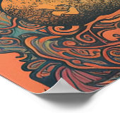 70年代ヒッピー女性AIアート |サイケデリックレトロ ポスター (角)