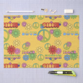 70年代ヒッピー柄タイルパーティーティッシュペーパー 薄葉紙 (クラフト)