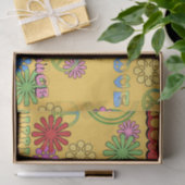 70年代ヒッピー柄タイルパーティーティッシュペーパー 薄葉紙 (ギフト)