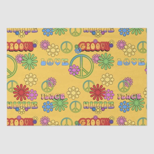 70年代ヒッピー柄タイルパーティーティッシュペーパー 薄葉紙 (正面)