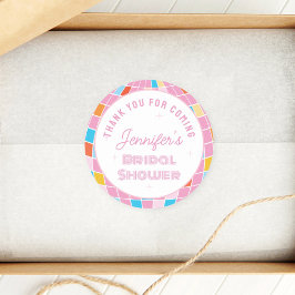 70年代ピンクディスコ ブライダルシャワー 来てくれてありがとう ラウンドシール