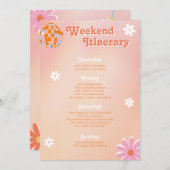 70年代フラワーパワーディスコバチェロレッテの旅程 招待状 (正面/裏面)