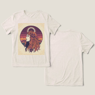 70年代ボヘミアン風女性の力ジュエルトーングラフィックTシャツ トライブレンドTシャツ