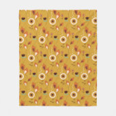 70年代ミッドセンチュリーモダンフローラ・マスタード フリースブランケット (正面)