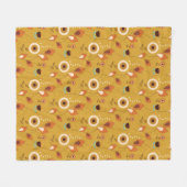 70年代ミッドセンチュリーモダンフローラ・マスタード フリースブランケット (正面(横))