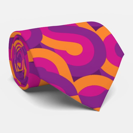 70年代レトロなピンファンキークの模様 ネクタイ (ロール)