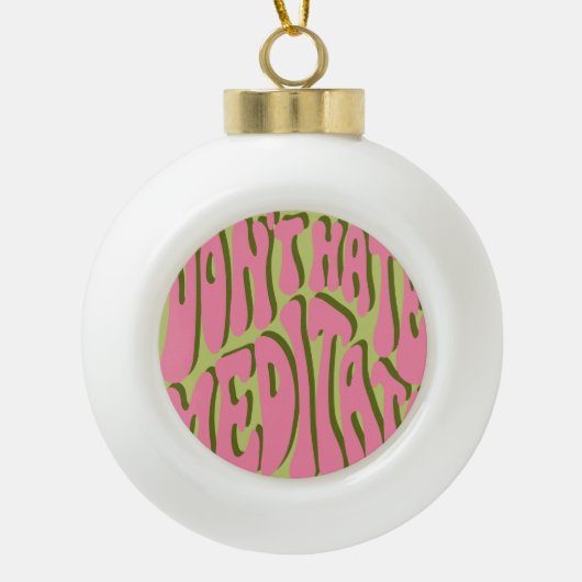 70年代レトロめい想ポスターやる気を起こさせる セラミックボールオーナメント (正面)