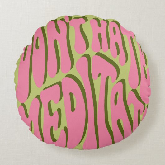 70年代レトロめい想ポスターやる気を起こさせる ラウンドクッション (正面)